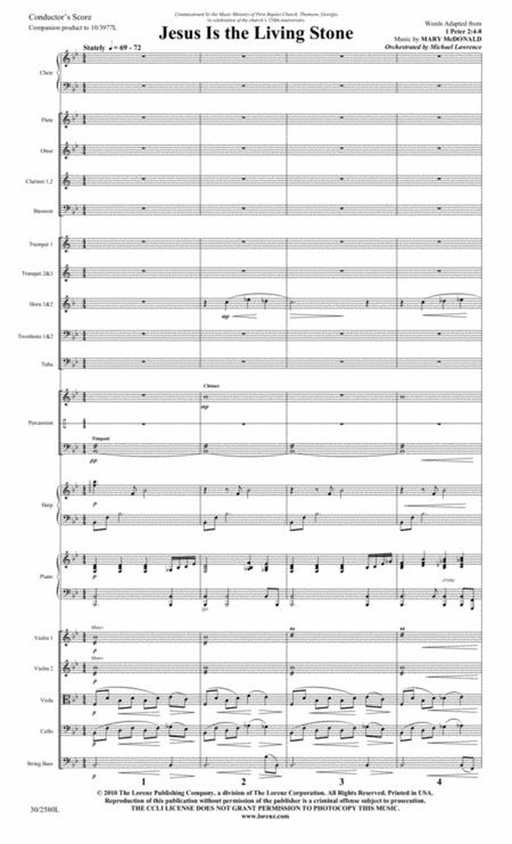 Jesus Is the Living Stone - Orchestral Score and Parts