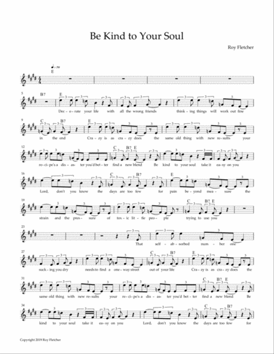 Be Kind to Your Soul Voice Solo scores gallery preview page 1