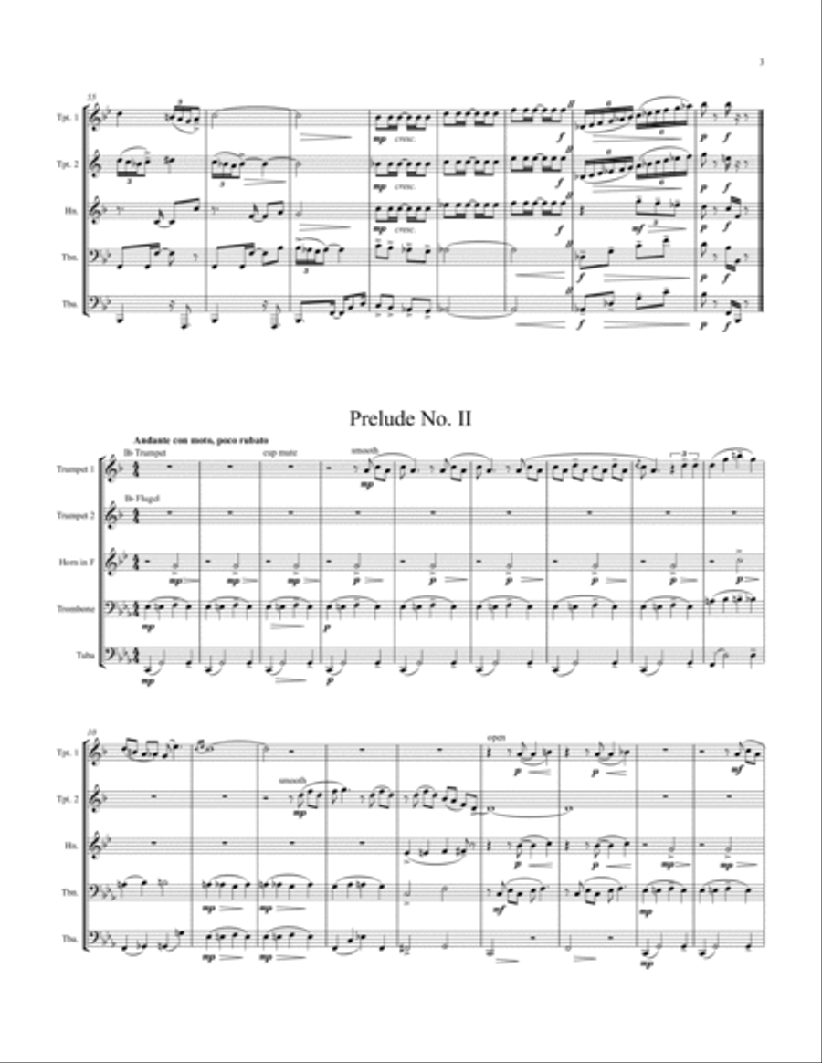 3 Preludes Brass Quintet scores gallery preview page 4