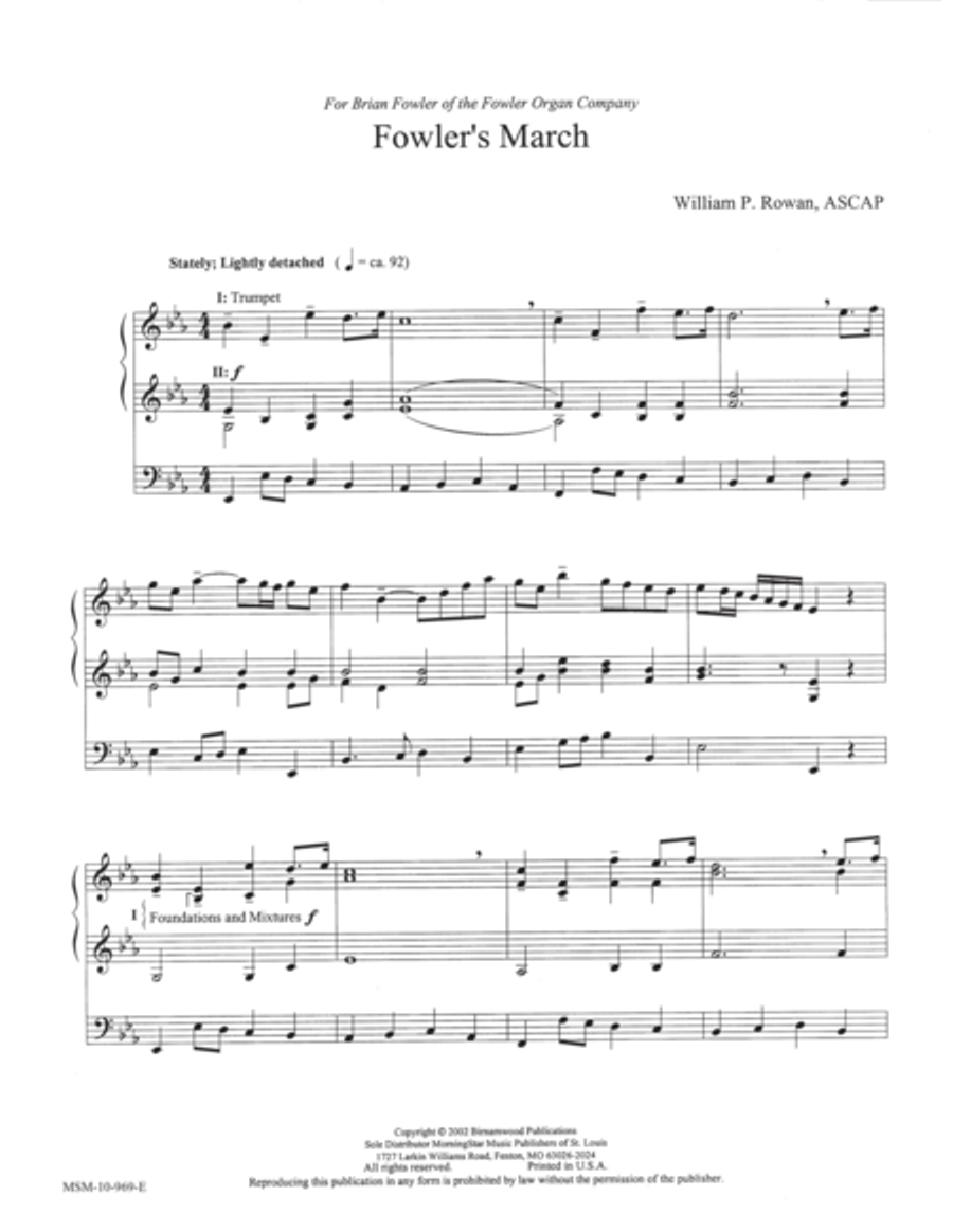Fowler's March Organ scores gallery preview page 1