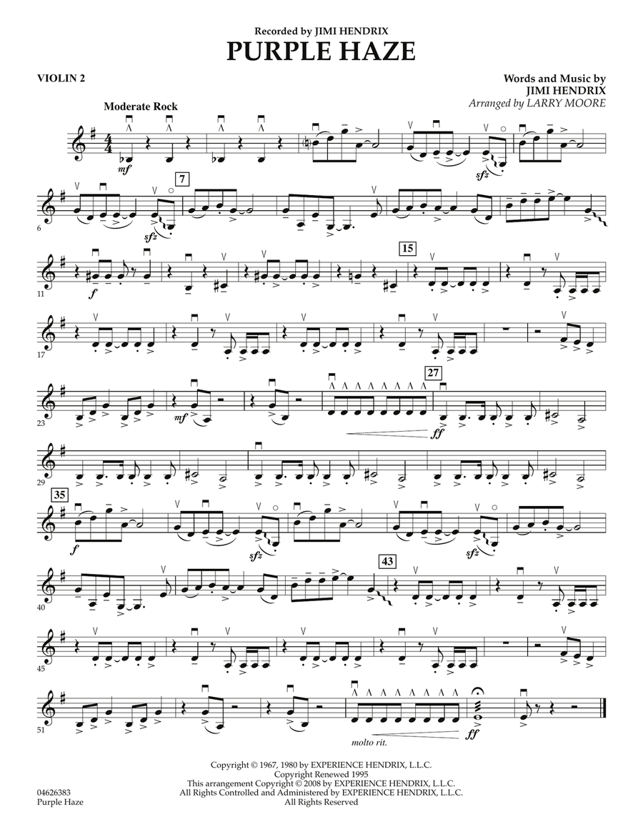 Purple Haze - Violin 2 Orchestra scores gallery preview page 1