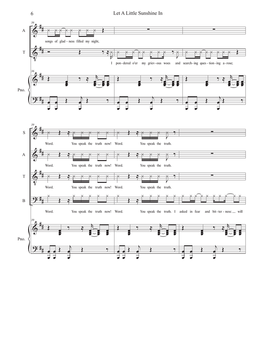 Let A Little Sunshine In (Vocal Quartet - (SATB) 4-Part scores gallery preview page 6