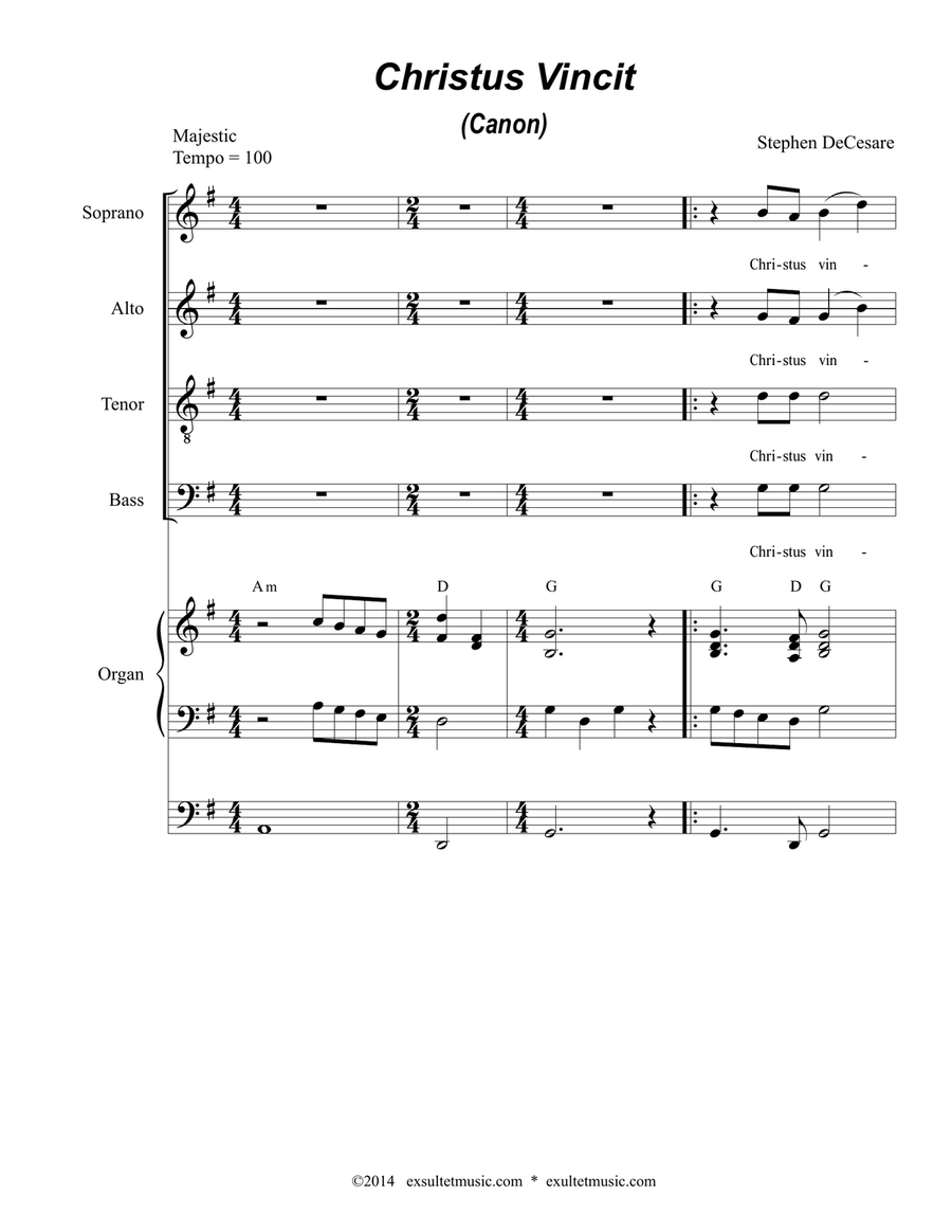 Christus Vincit (Canon) Christus Vincit (Canon) 4-Part scores gallery preview page 1