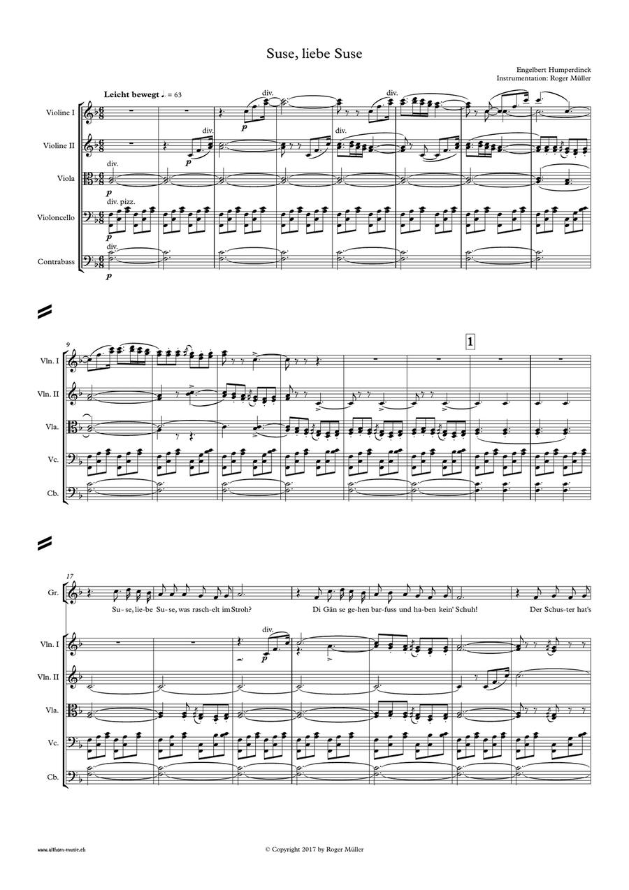 Suse, liebe Suse Suse, liebe Suse Chamber Orchestra scores gallery preview page 3