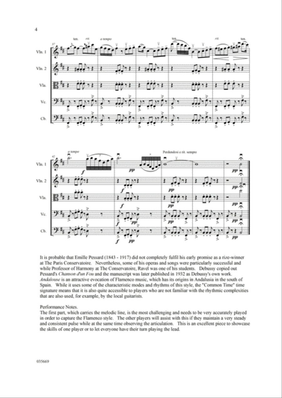 ANDALOUSE – STRING QUARTET String Quartet scores gallery preview page 5