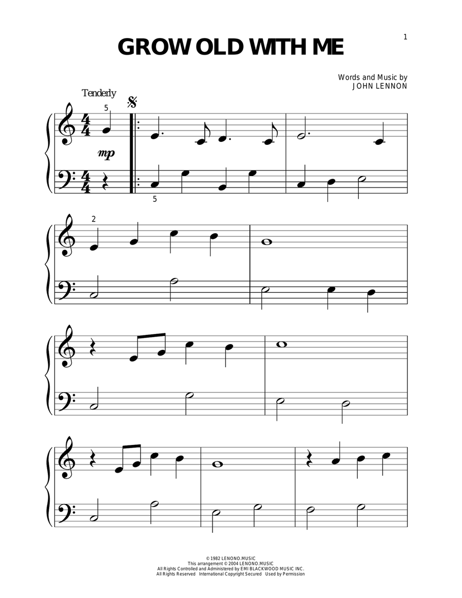 Grow Old With Me Piano Solo scores gallery preview page 1