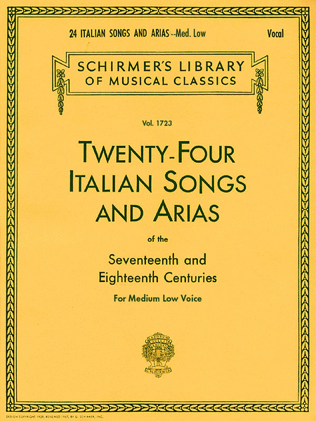 24 Italian Songs and Arias Of The 17th and 18th Centuries - Medium Low Voice - Book Only
