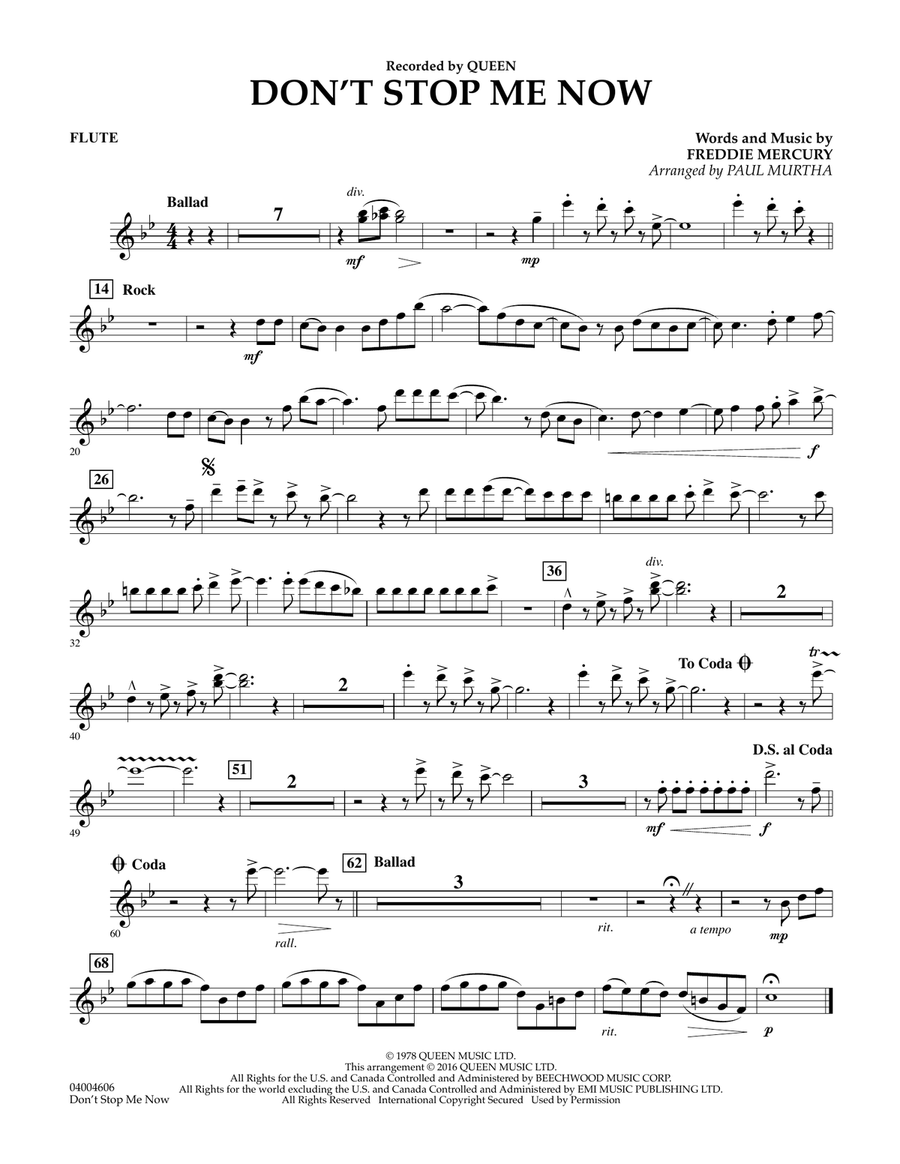 Don't Stop Me Now - Flute Concert Band scores gallery preview page 1