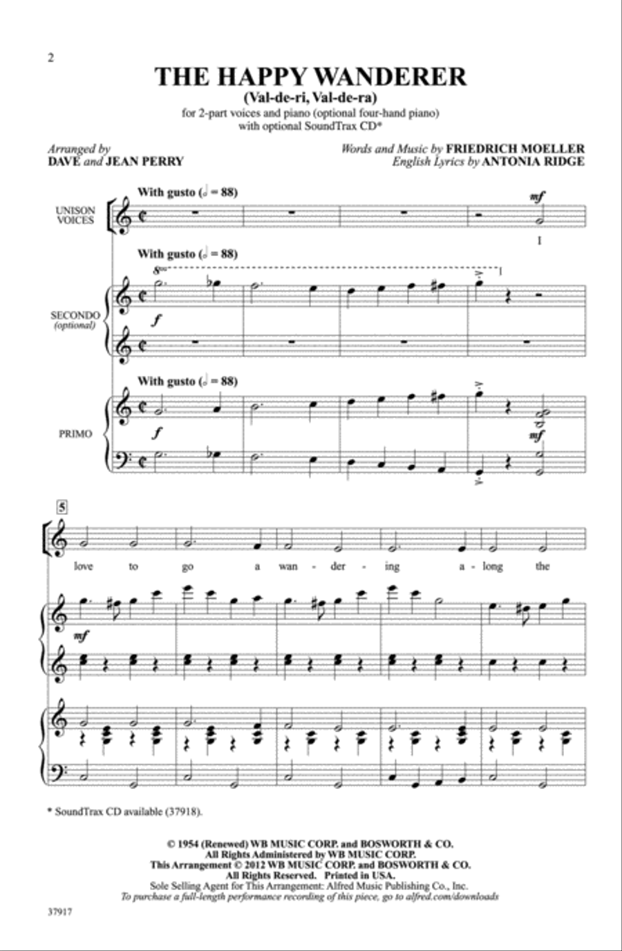 The Happy Wanderer Choir scores gallery preview page 1