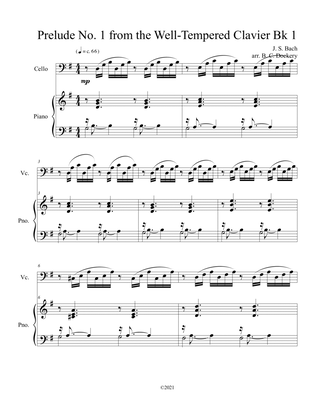 Prelude No.1 from The Well-Tempered Clavier Book 1 BWV 846 (Cello Solo) with piano accompaniment