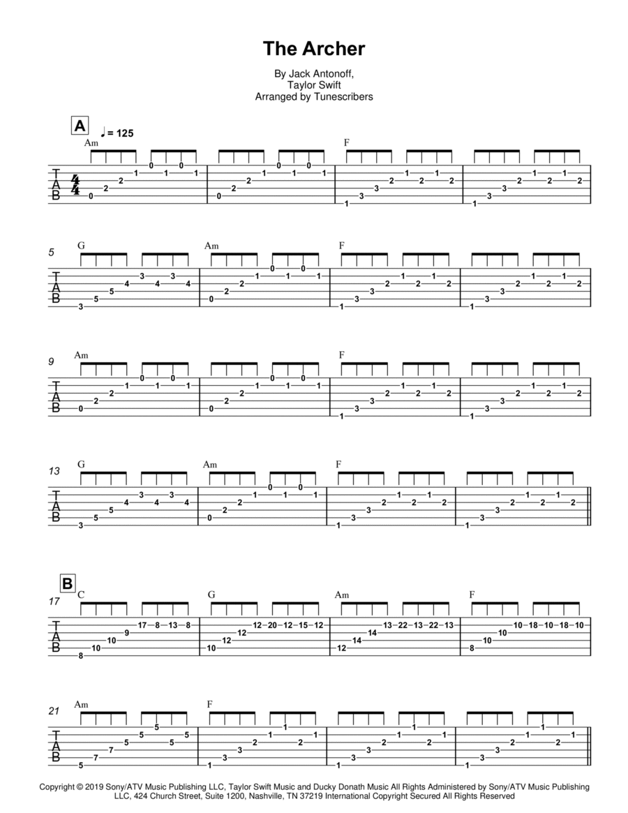 The Archer Guitar Solo scores gallery preview page 1