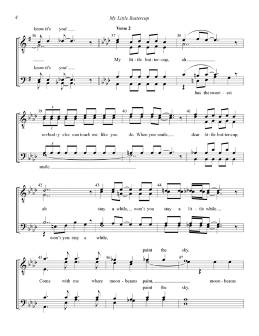 My Little Buttercup (arr. Dan Wessler) TTBB scores gallery preview page 4
