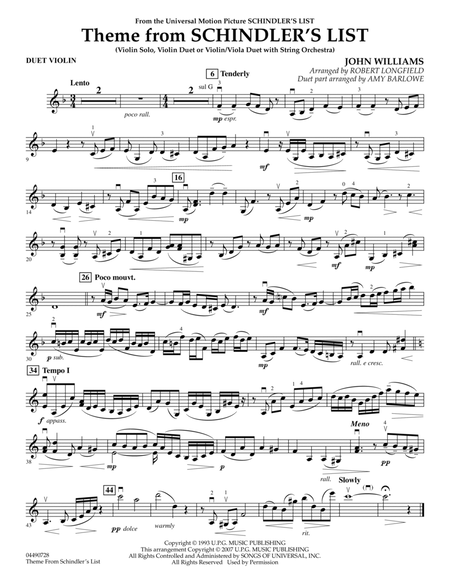 Theme from Schindler's List - Duet Violin