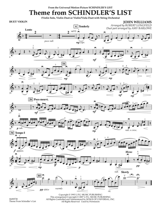 Theme from Schindler's List - Duet Violin
