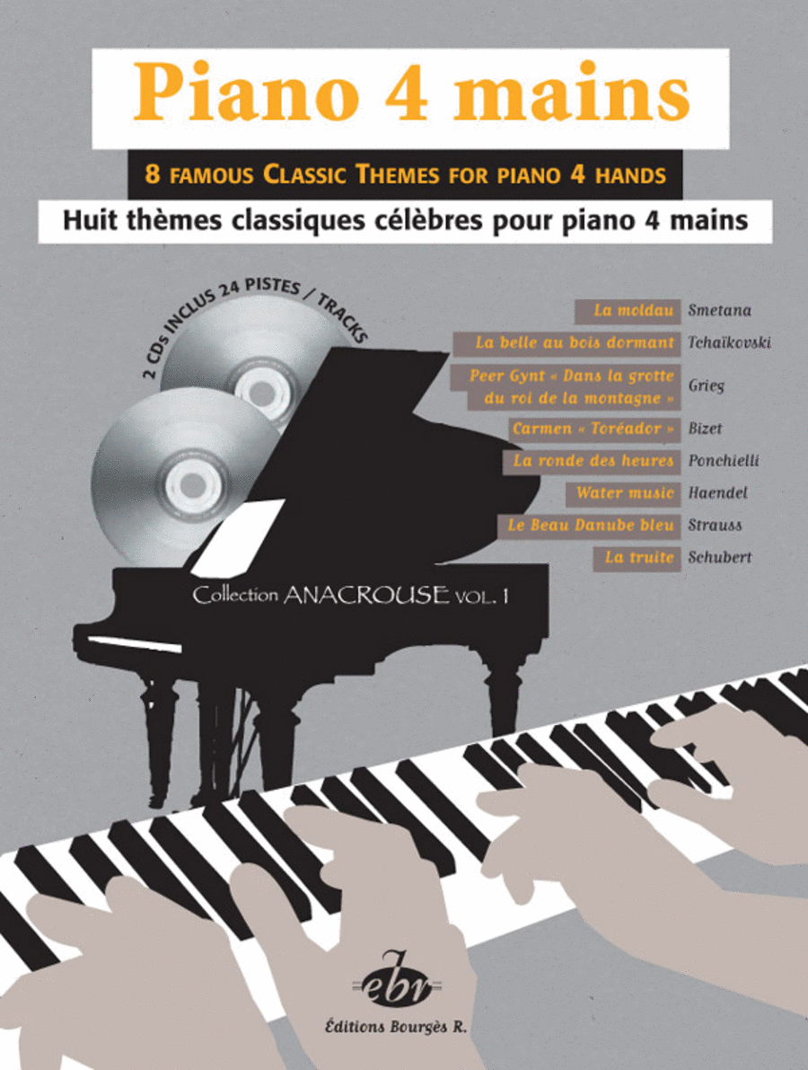 8 Thèmes classiques célèbres pour Piano 4 Mains / Anacrouse Vol.1+ 2 Cds Piano Duet scores gallery preview page 1