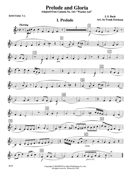 Prelude and Gloria (Adapted from Cantata No. 141 -- Wachet Auf): Baritone T.C.