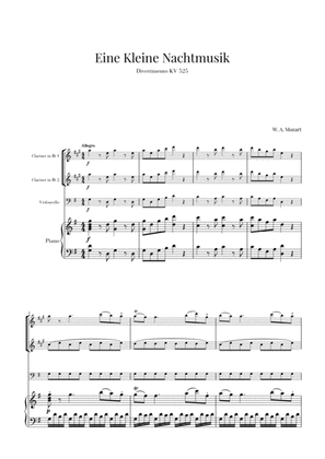 Eine Kleine Nachtmusik for 2 Clarinets, Cello and Piano