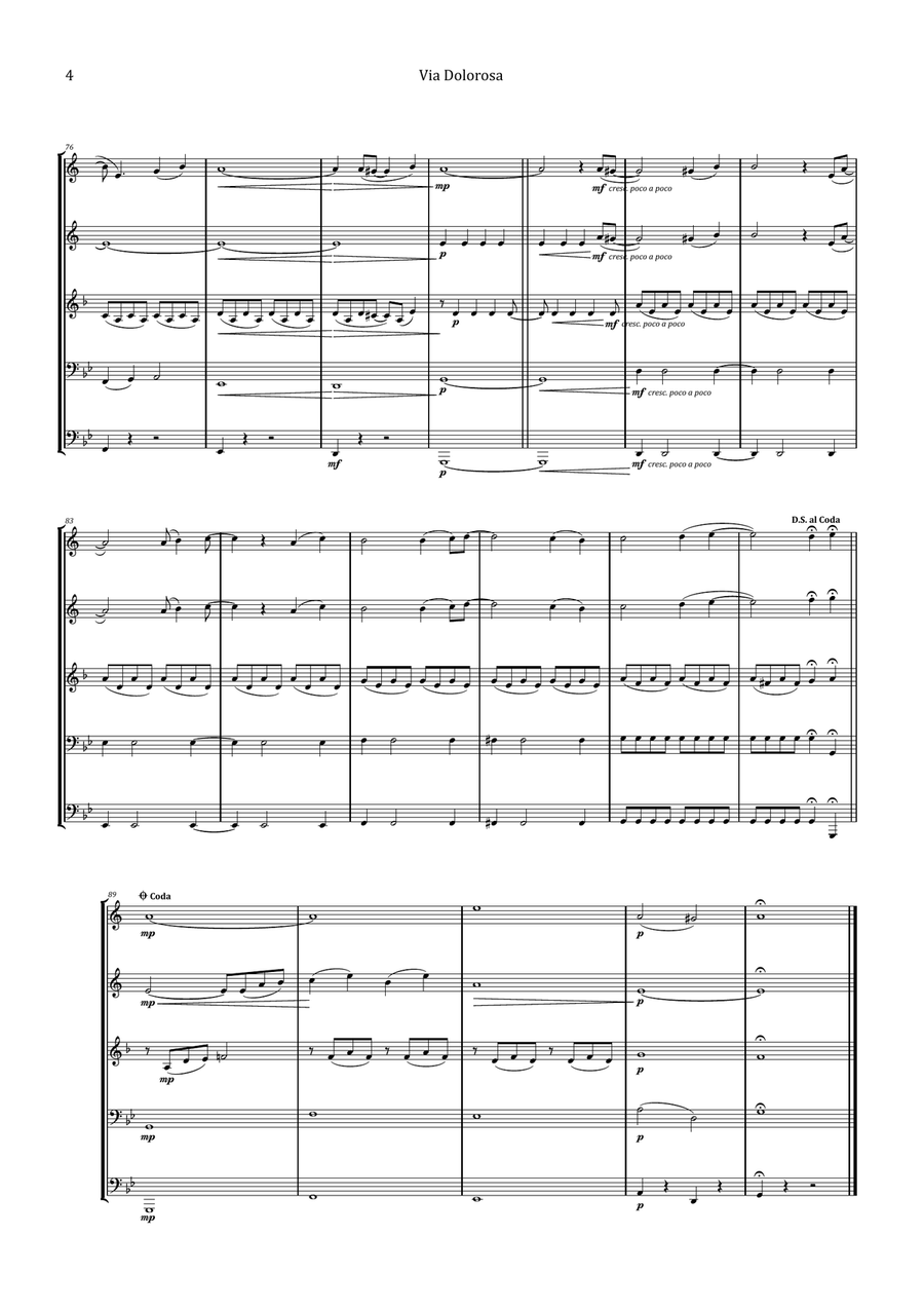 Via Dolorosa Brass Quintet scores gallery preview page 4