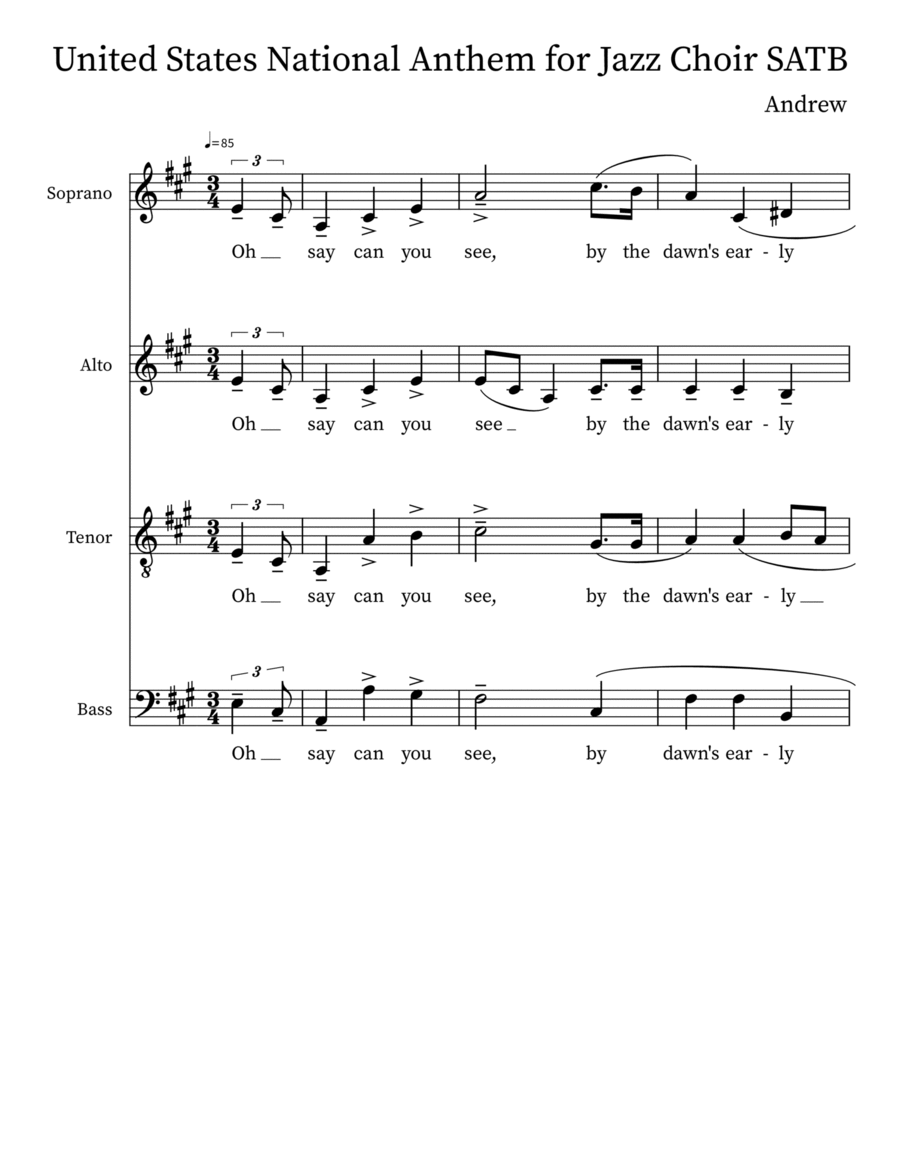 United states national anthem Piano, Vocal, Guitar scores gallery preview page 1