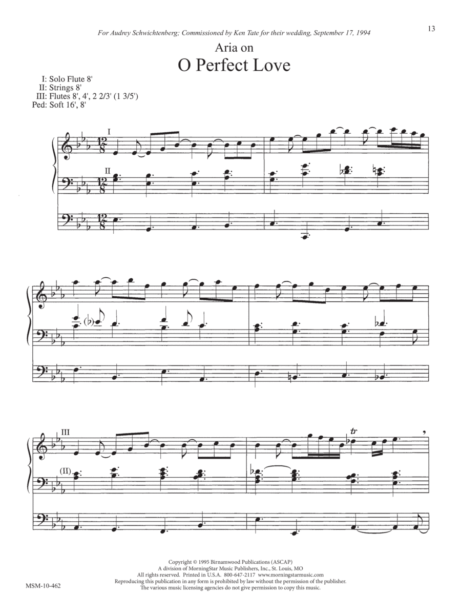 Aria on “O Perfect Love” Organ scores gallery preview page 1
