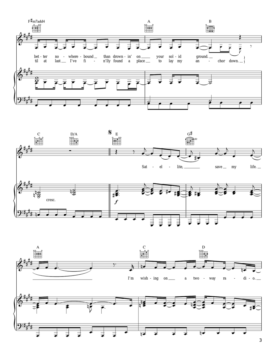 Satellite Satellite Piano, Vocal, Guitar scores gallery preview page 3