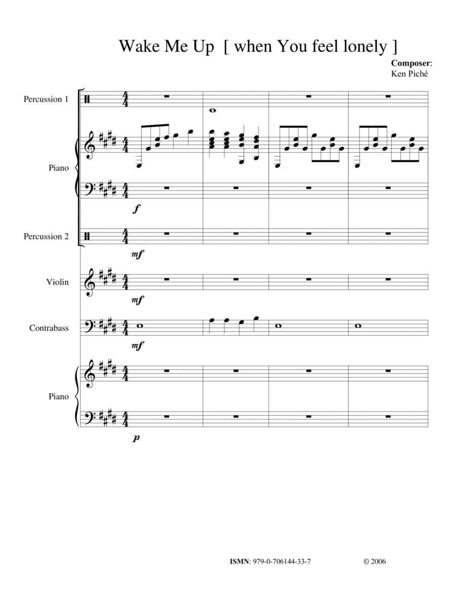 Wake Me Up [ when you feel lonely ] School and Community scores gallery preview page 1