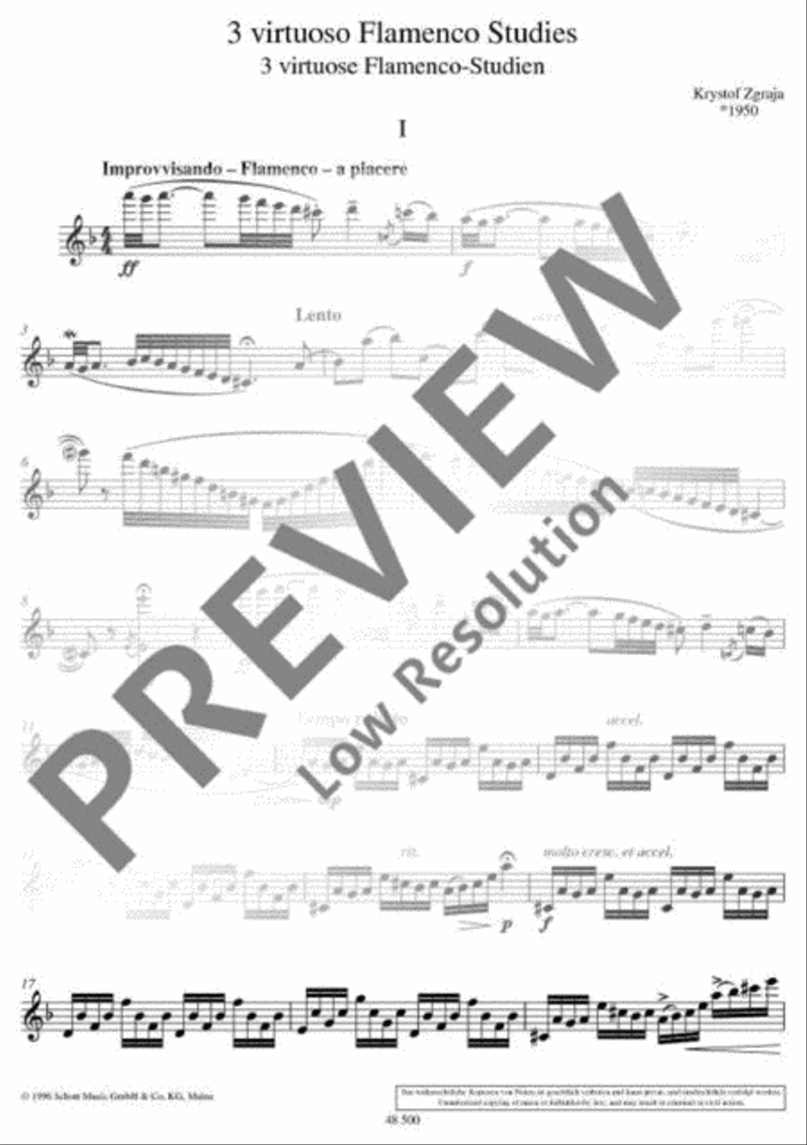 3 virtuoso Flamenco Studies Flute Solo scores gallery preview page 3