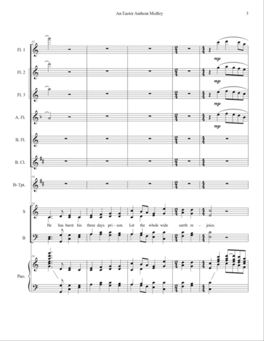 An Easter Anthem Medley for SATB Choir and Flute Ensemble SATB scores gallery preview page 4
