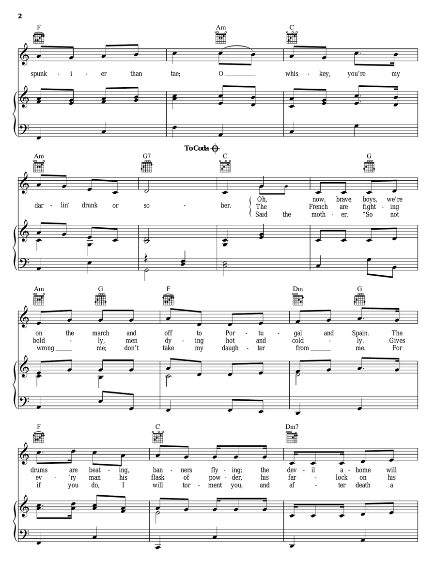 Whiskey, You're The Devil Piano, Vocal, Guitar scores gallery preview page 2