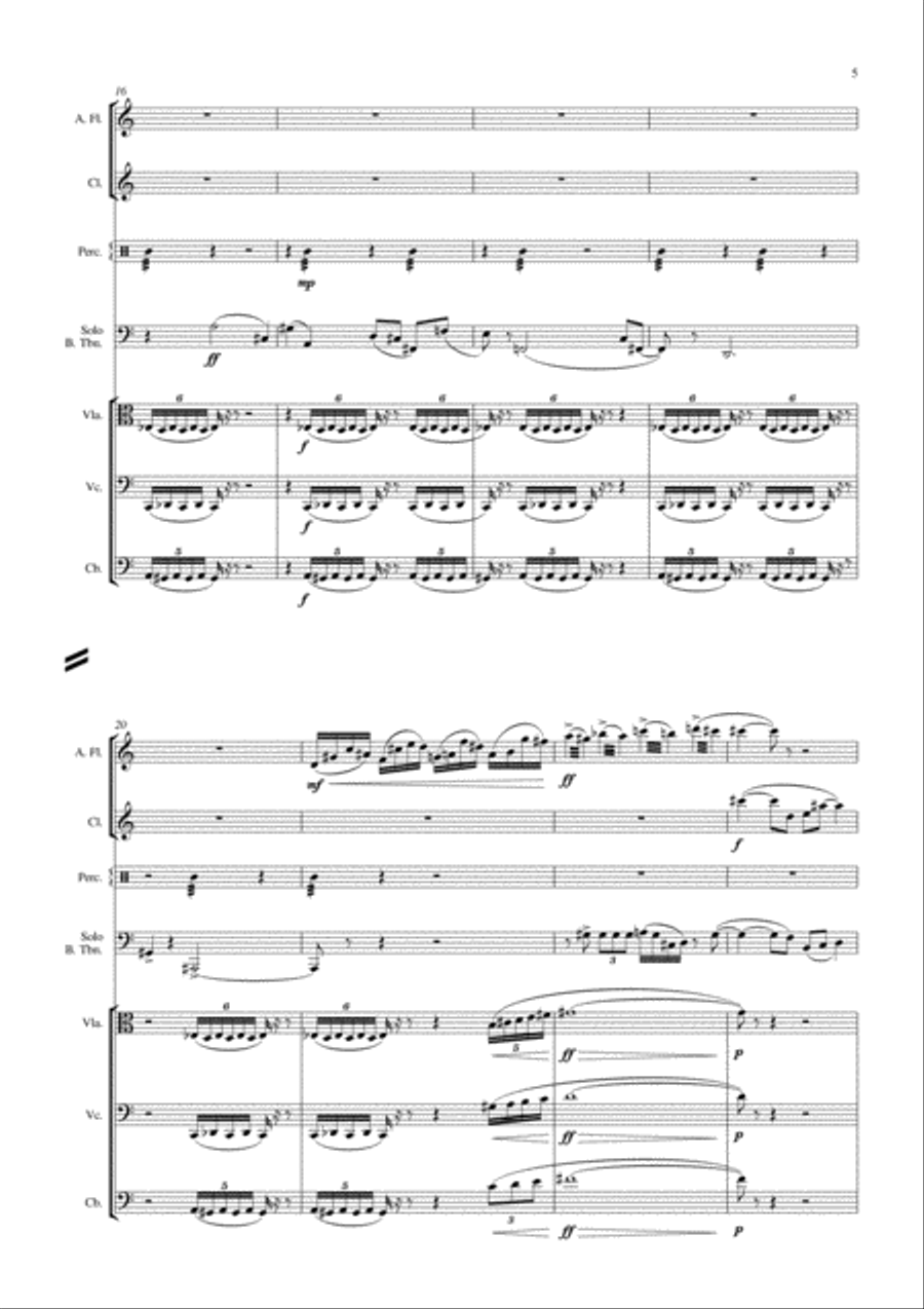 Carson Cooman: Concerto for Bass Trombone and Six Players (2006), score and parts Large Ensemble scores gallery preview page 5