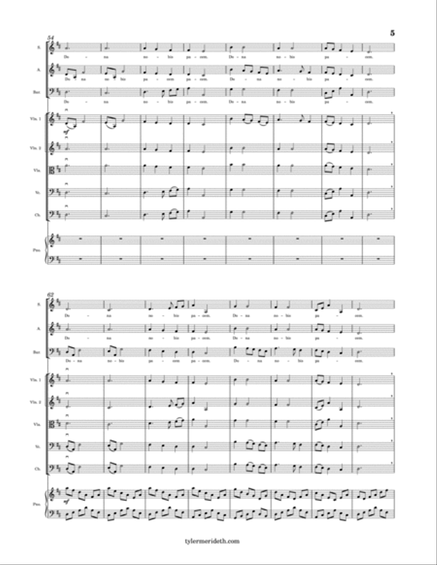 Dona Nobis Pacem for SAB Choir, String Orchestra and Piano 3-Part scores gallery preview page 5