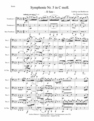 Symphony 5 - Second Movement - for Trombone Quintet and Timpani