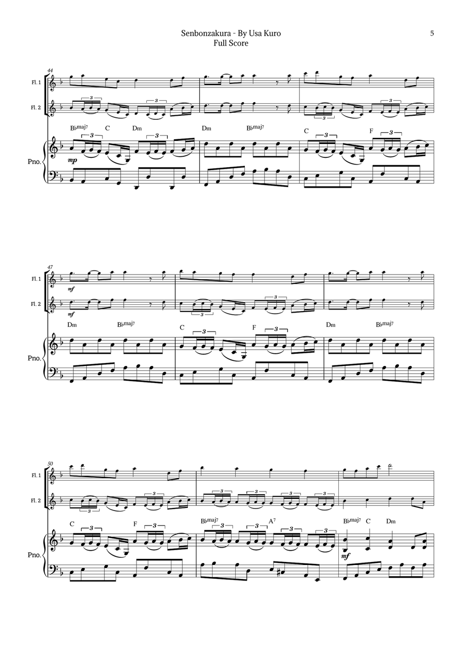 Senbonzakura Flute Duet scores gallery preview page 5
