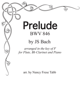 Book cover for Bach Prelude (BWV 846) for Flute, Bb Clarinet and Piano