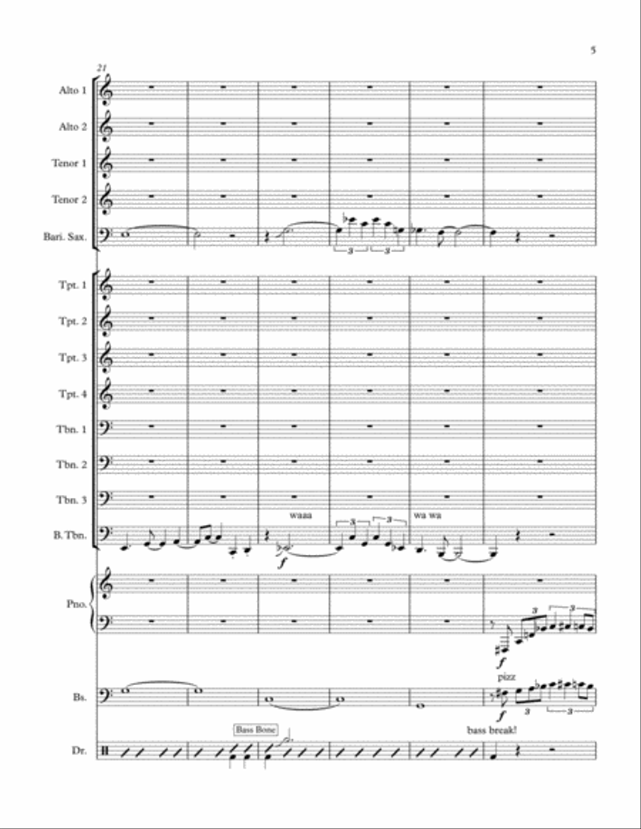 The Paxwalla Overture for Jazz Big Band Jazz Ensemble scores gallery preview page 5