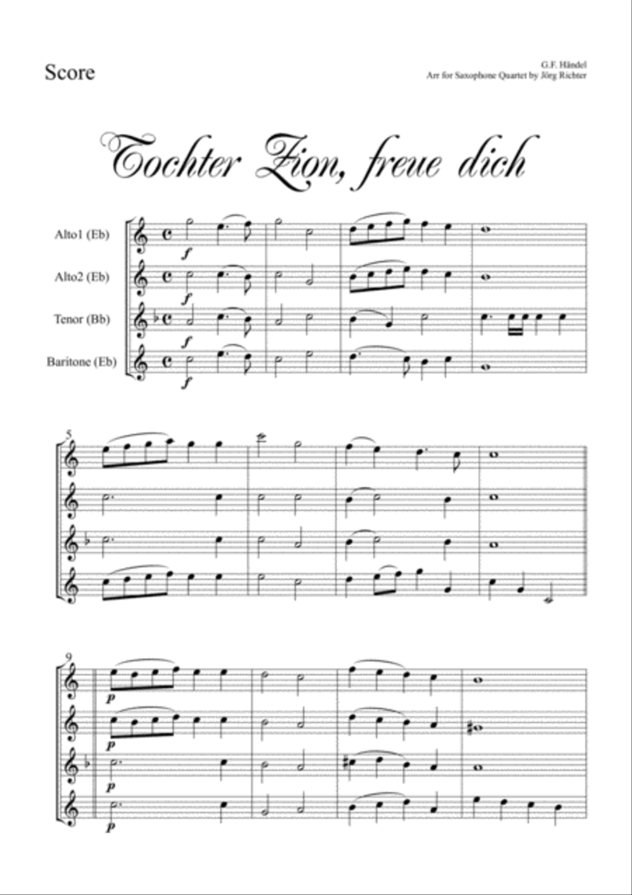 Zion's Daughter for Saxophone Quartet Saxophone Quartet scores gallery preview page 2