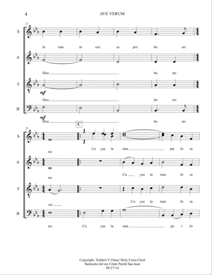Ave Verum Corpus - Musicam Sacram 4-Part scores gallery preview page 4