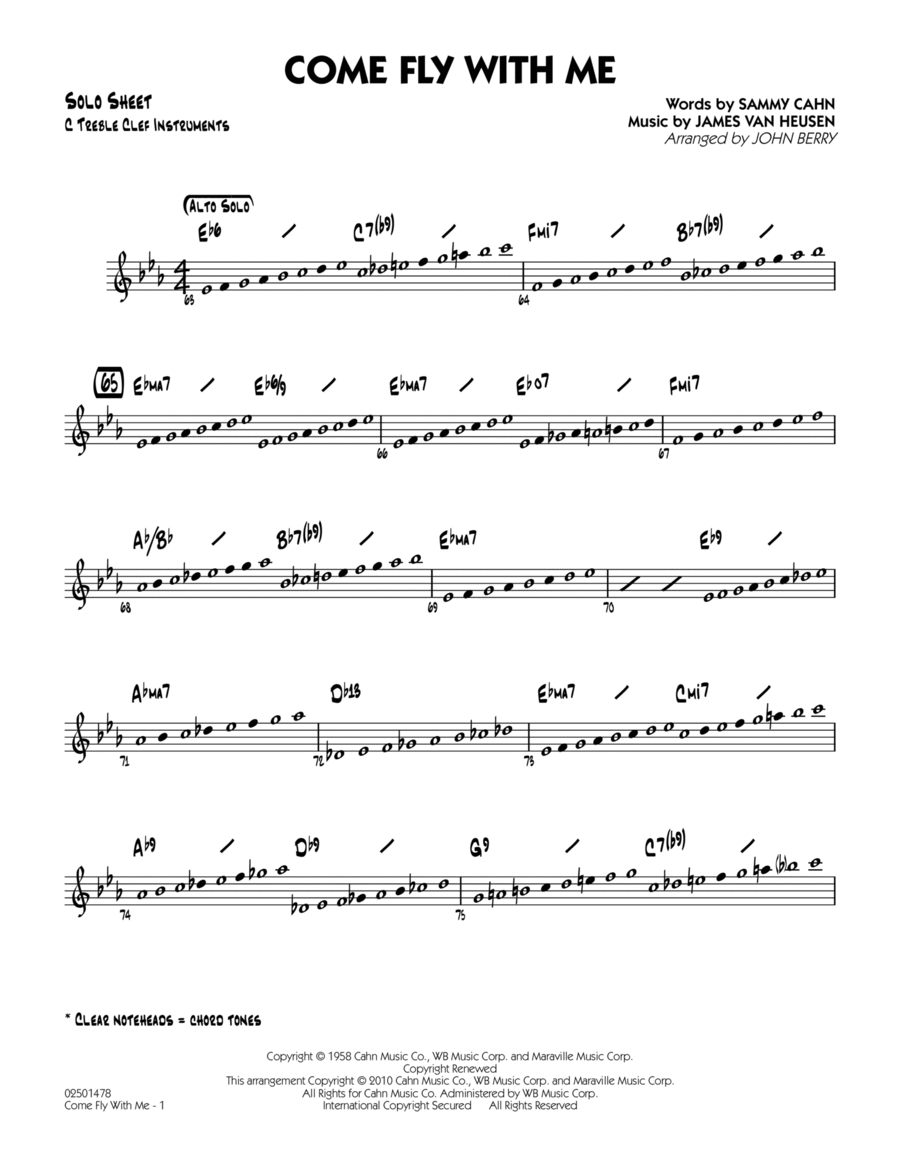 Come Fly With Me - C Solo Sheet