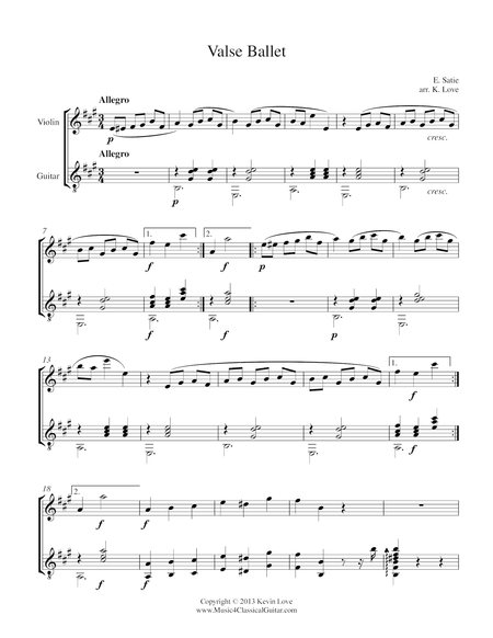 Valse Ballet (Violin and Guitar) - Score and Parts image number null