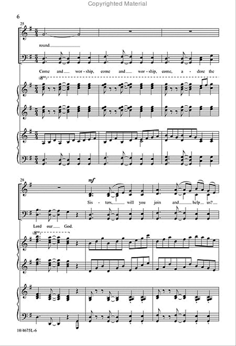 Brethren, We Have Met to Worship 4-Part scores gallery preview page 6