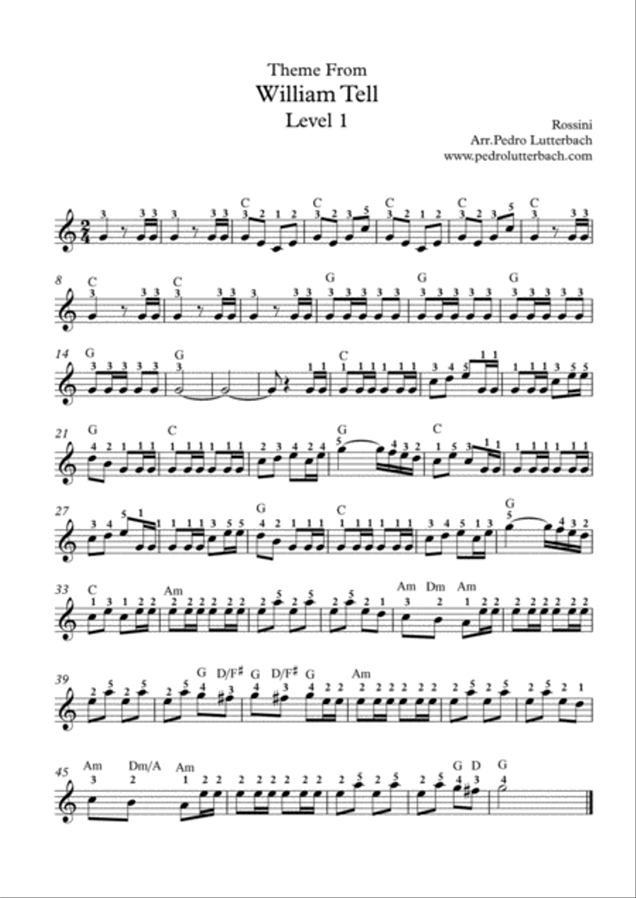 Theme From William Tell Easy Piano scores gallery preview page 1
