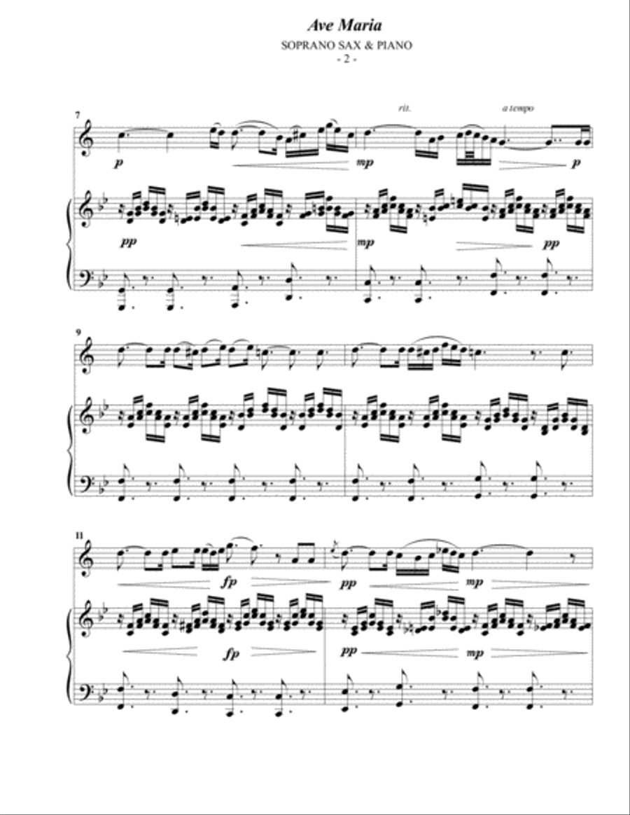 Schubert: Ave Maria for Soprano Sax & Piano Soprano Saxophone scores gallery preview page 2