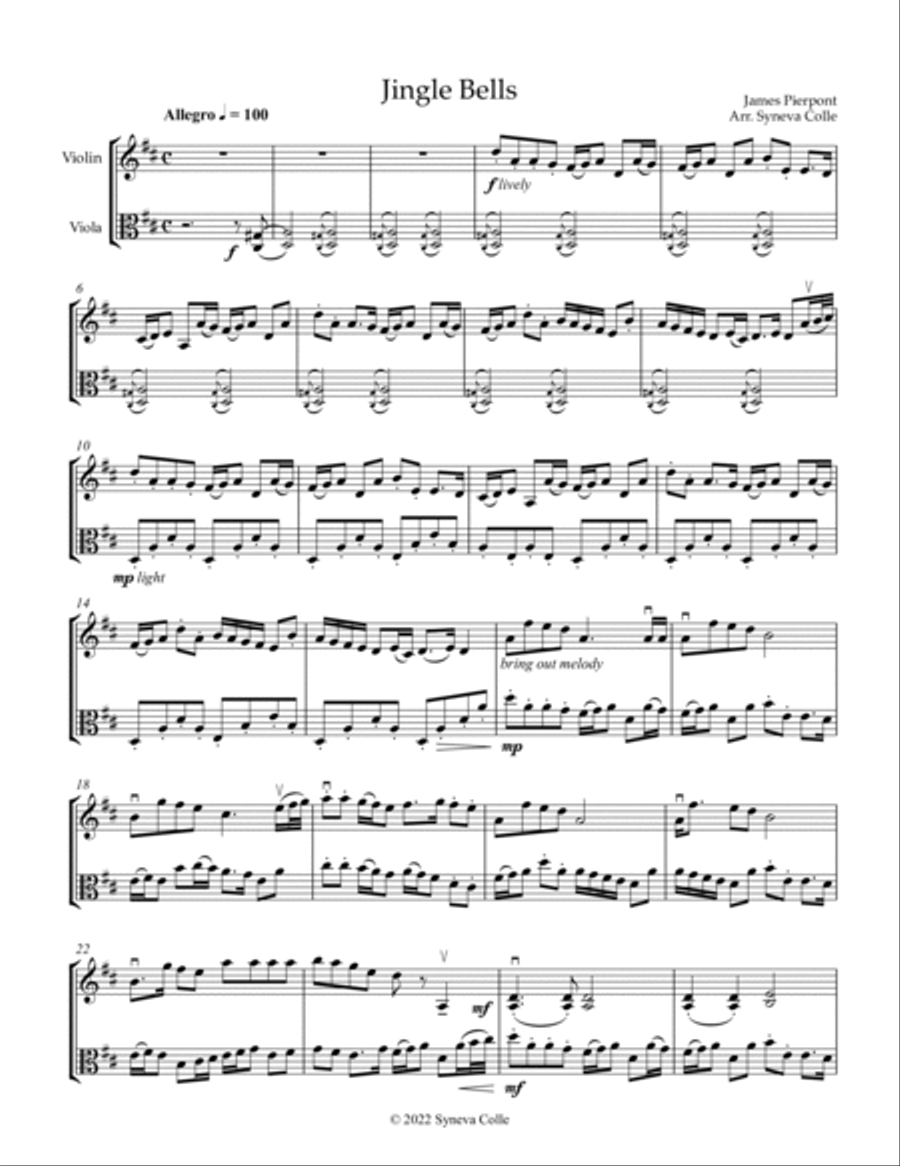 Jingle Bells String Duet scores gallery preview page 2