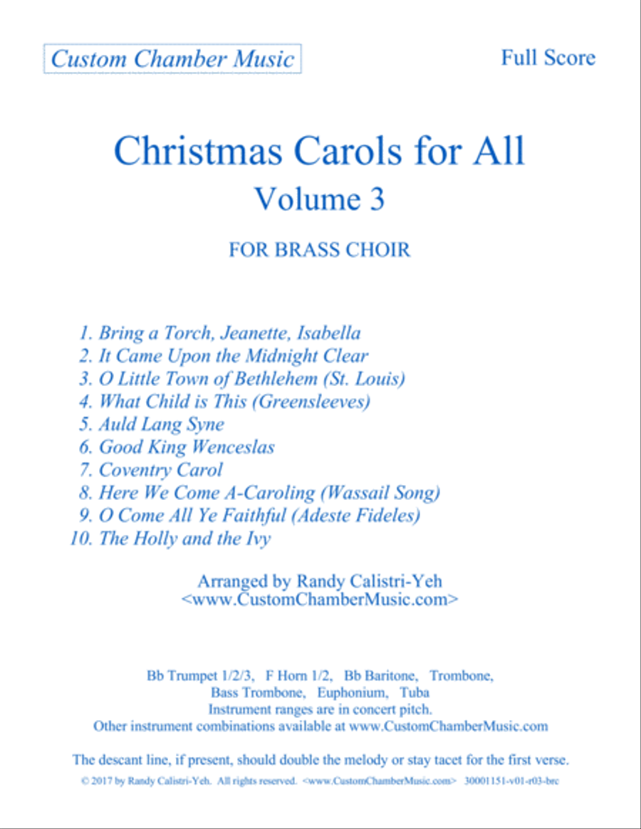 Christmas Carols for All, Volume 3 (for Brass Choir)