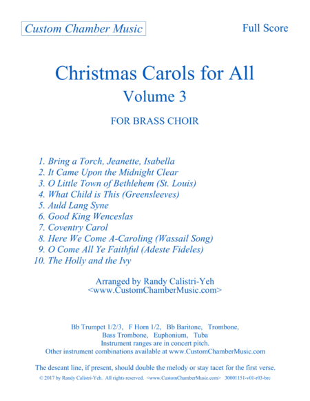 Christmas Carols for All, Volume 3 (for Brass Choir)