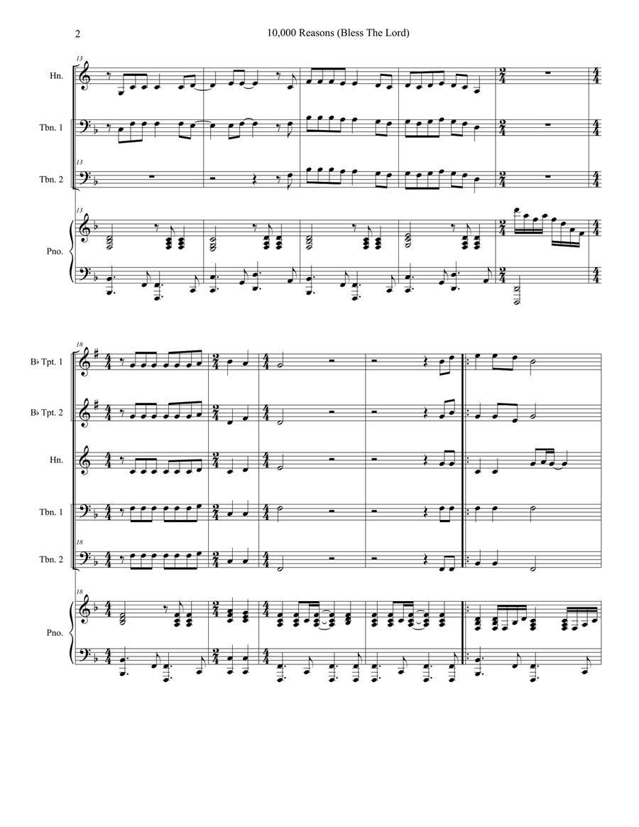 10,000 Reasons (Bless The Lord) Brass Ensemble scores gallery preview page 2