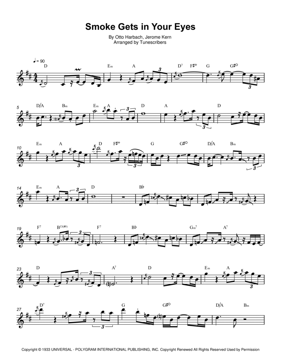 Smoke Gets in Your Eyes Alto Saxophone scores gallery preview page 1