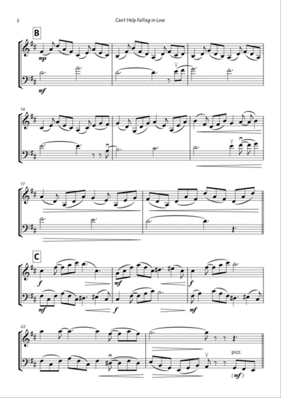 Can't Help Falling In Love String Duet scores gallery preview page 2