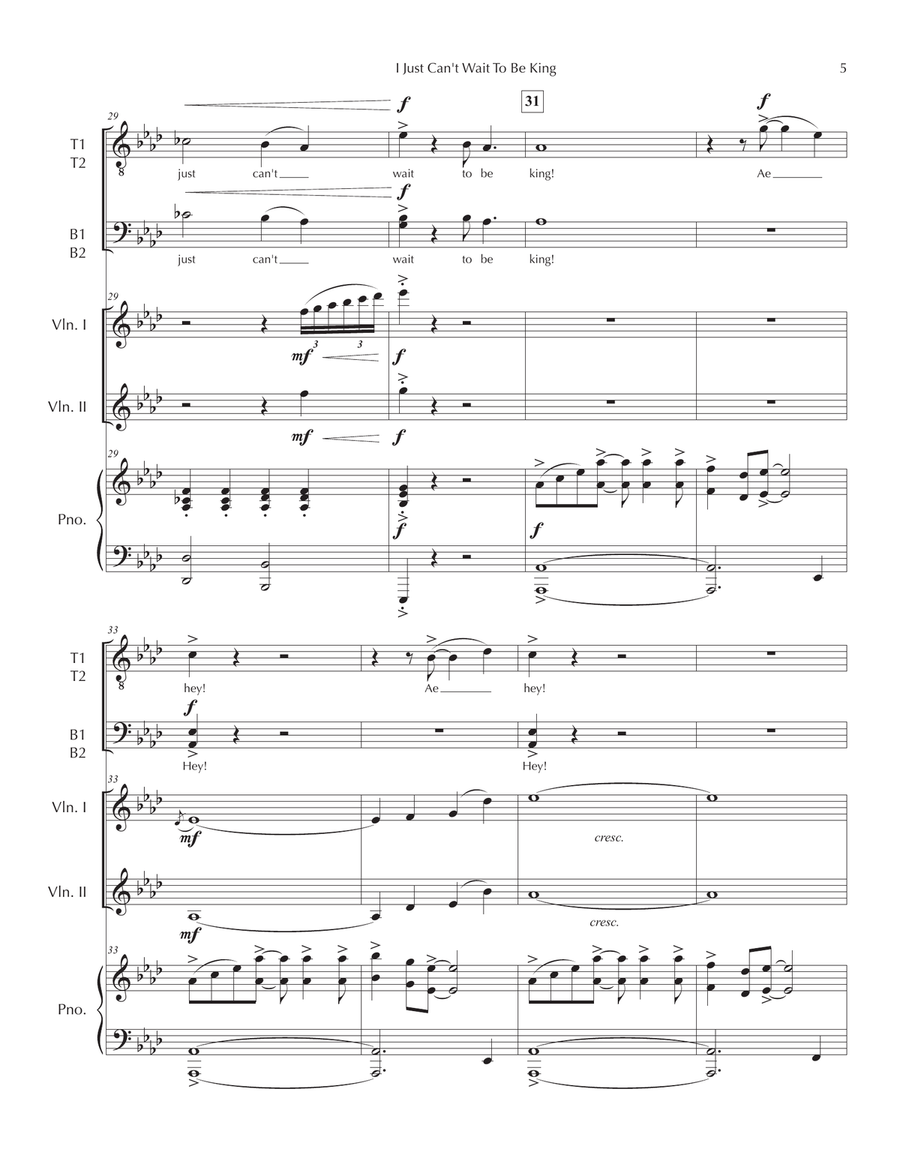 I Just Can't Wait To Be King TTBB scores gallery preview page 5