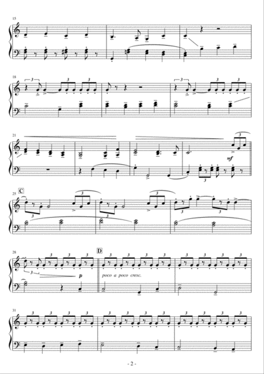 < Short EZ Piano #243 for Christmas > Adeste Fideles a la Aida Easy Piano scores gallery preview page 2